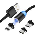 Cablu de incarcare 3in1 SIKS, magnetic, Lightning, Micro-USB, Type-C, Negru fotografia produsului View 2 S