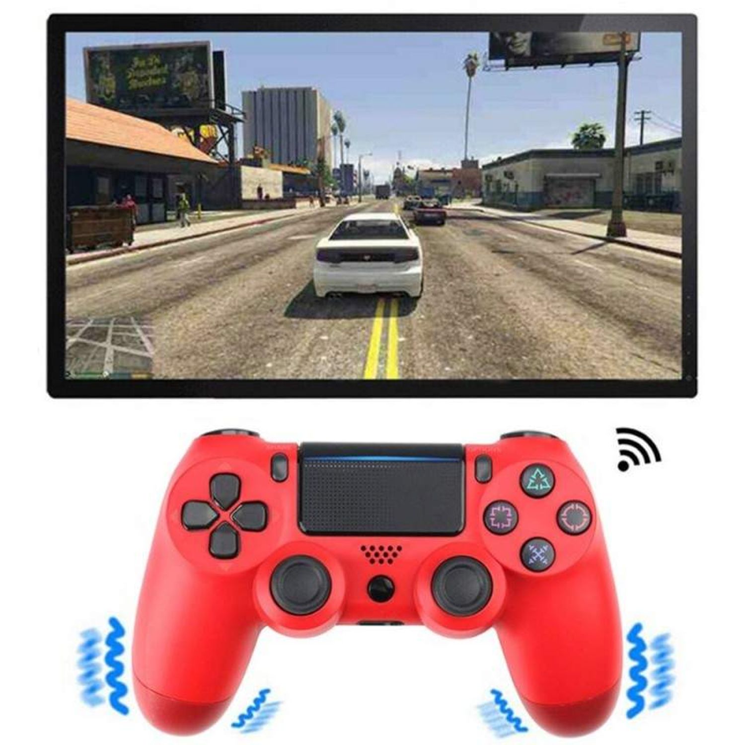 Controller SIKS compatibil PS4, fara fir, wireless, cablu USB, Rosu fotografia produsului View 4 L