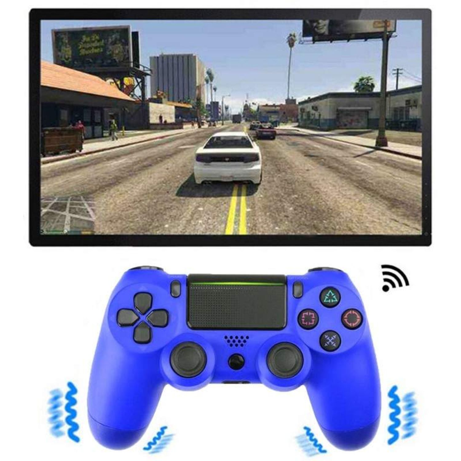Controller SIKS compatibil PS4, fara fir, wireless, cablu USB, Albastru fotografia produsului View 5 L