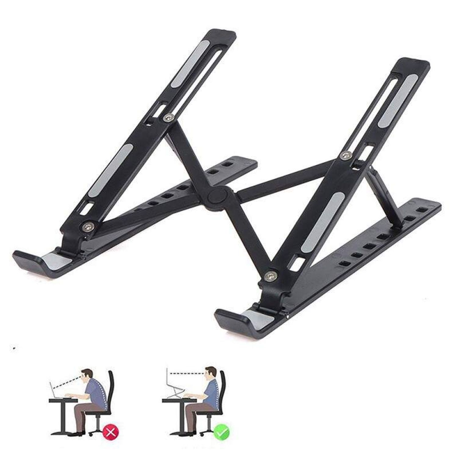 Suport laptop SIKS pliabil, universal, aluminiu rezistent, negru fotografia produsului View 2 L