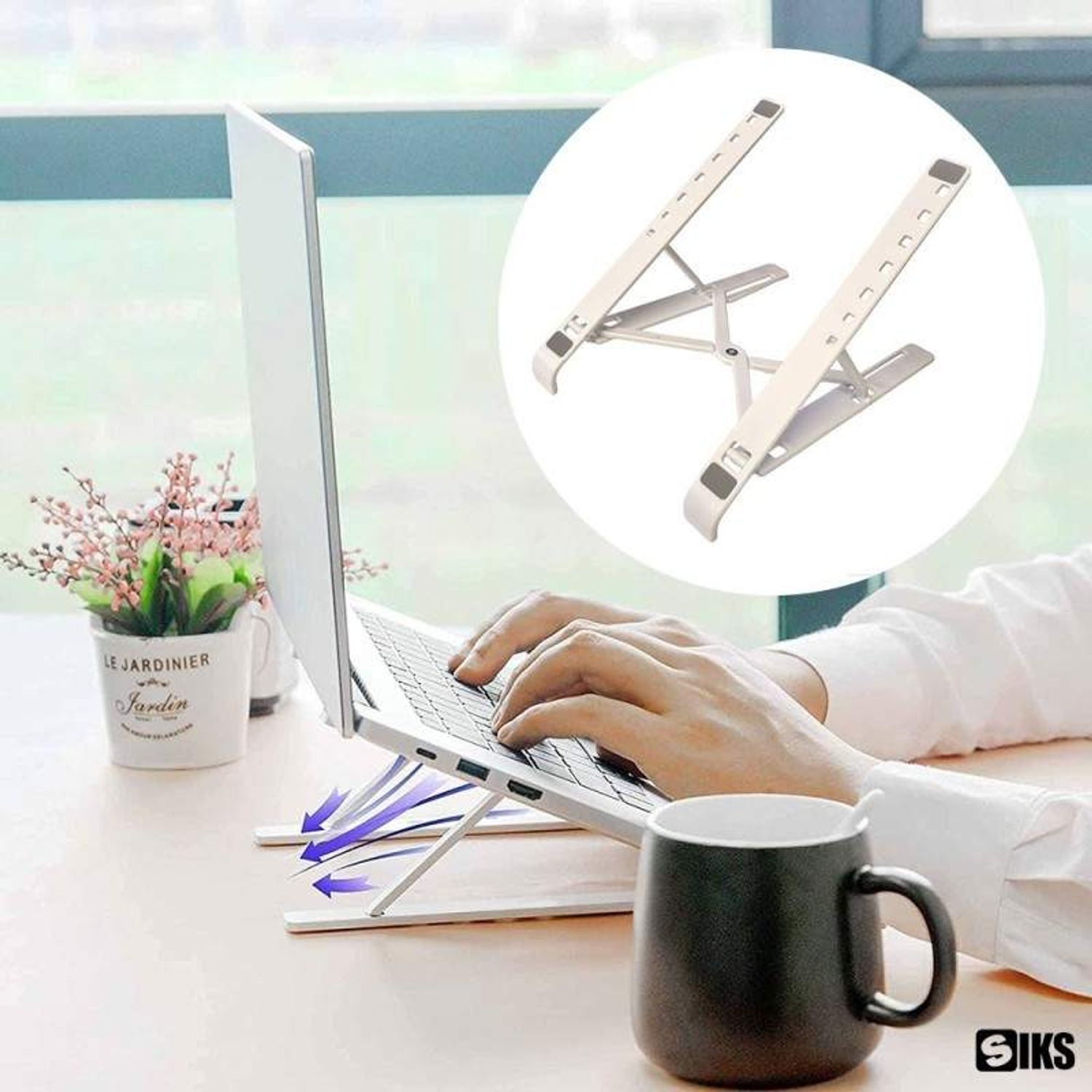 Suport Laptop Pliabil SIKS, Universal, Plastic, Alb fotografia produsului View 2 L