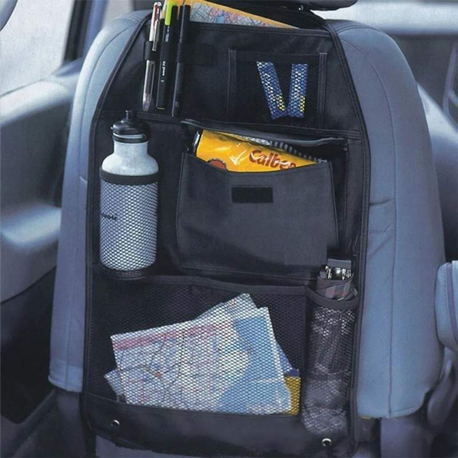 Organizator universal SIKS scaun auto cu plasa, compartimente multiple, negru fotografia produsului View 3 L