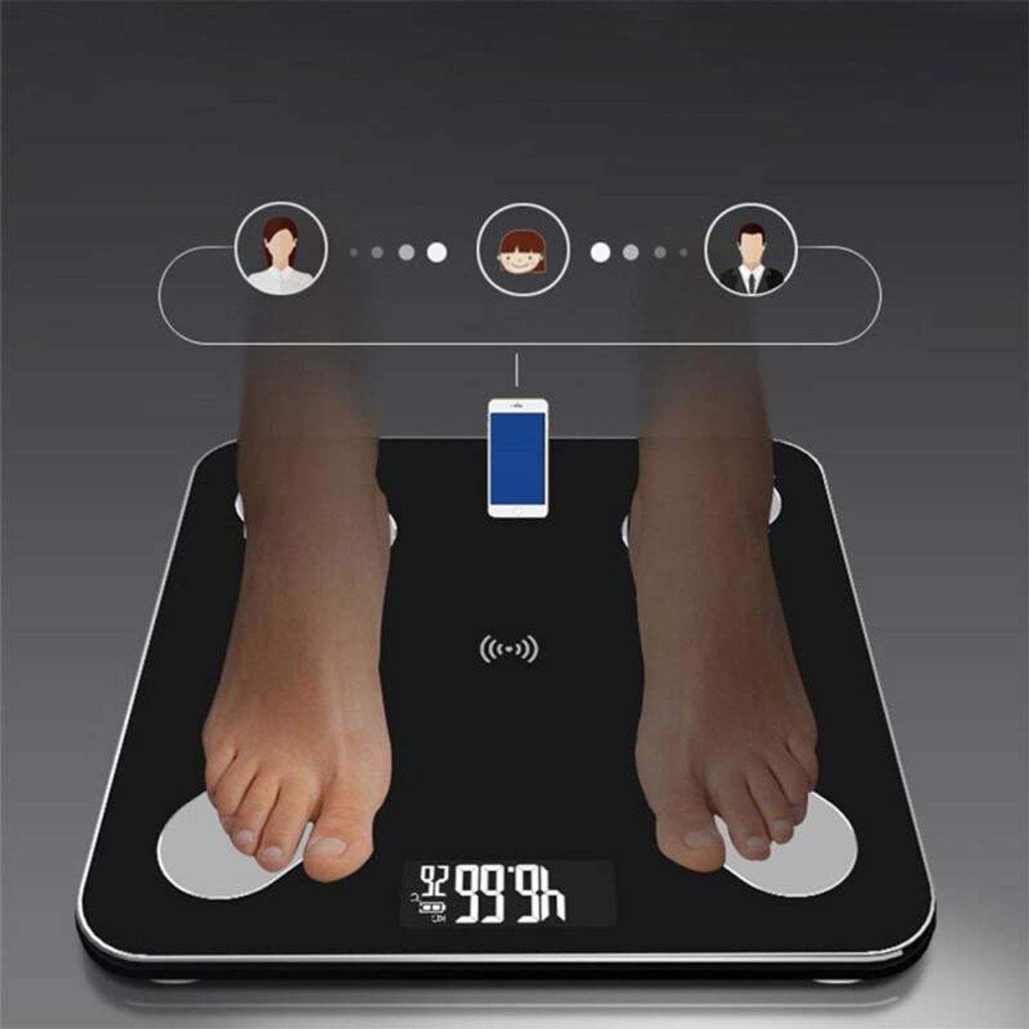 Cantar Smart SIKS, ABJ178 Bluetooth, Negru, Baterii, 0.5-180 Kg fotografia produsului View 4 L