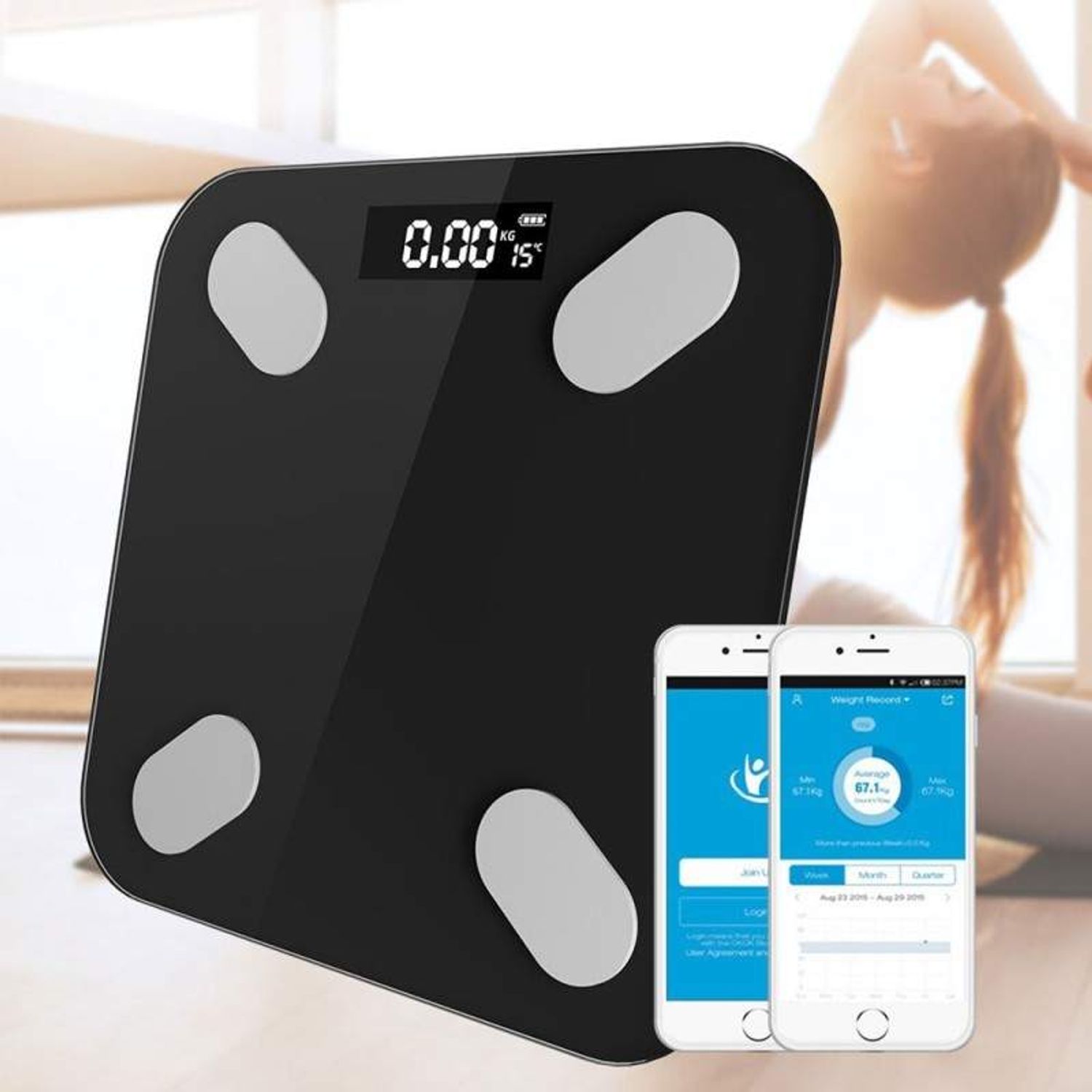 Cantar Smart SIKS, ABJ178 Bluetooth, Negru, Baterii, 0.5-180 Kg fotografia produsului View 5 L