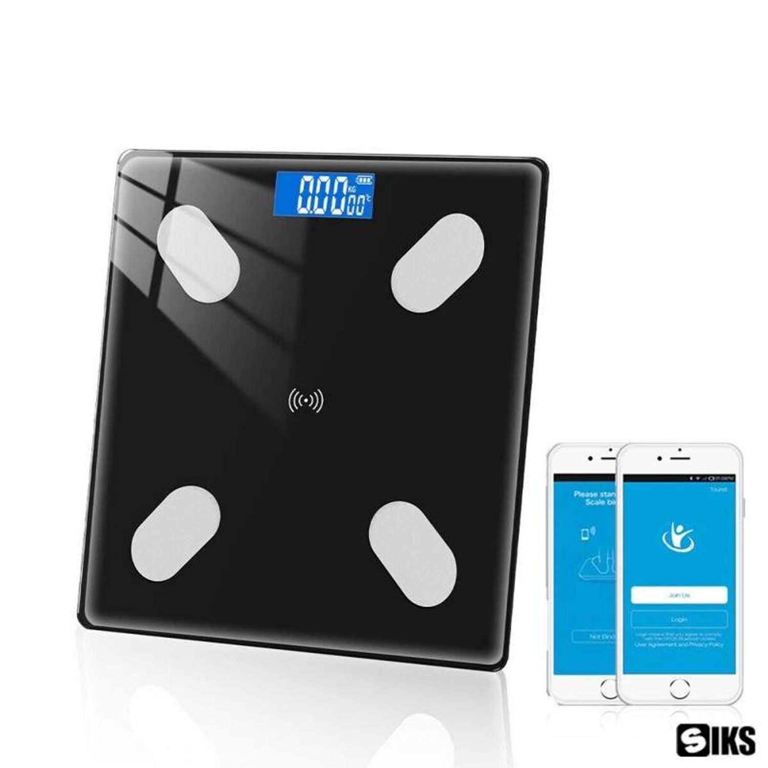 Cantar Smart SIKS, ABJ178 Bluetooth, Negru, Baterii, 0.5-180 Kg fotografia produsului View 2 L