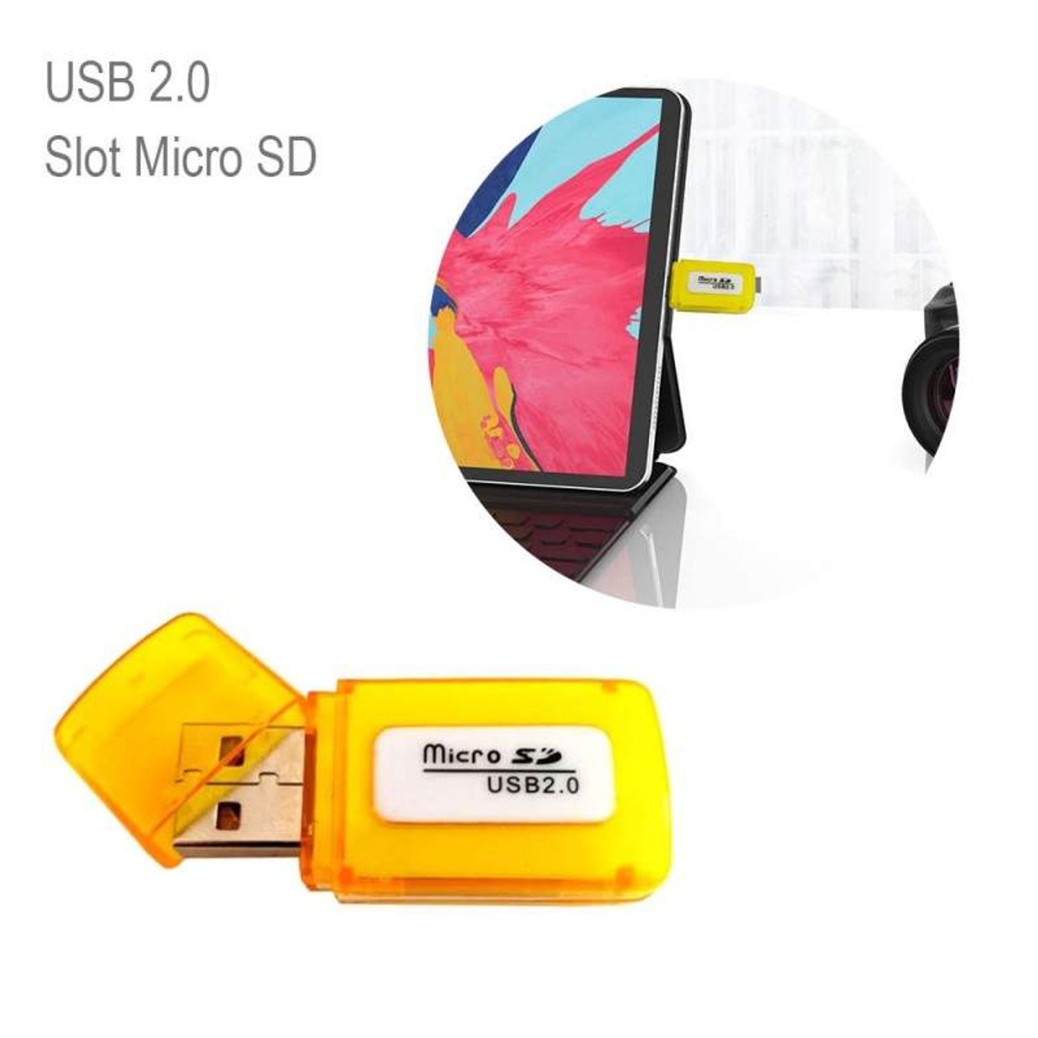 Card Reader SIKS, Micro SD Card, Cititor De Carduri USB 2.0, Galben fotografia produsului View 4 L