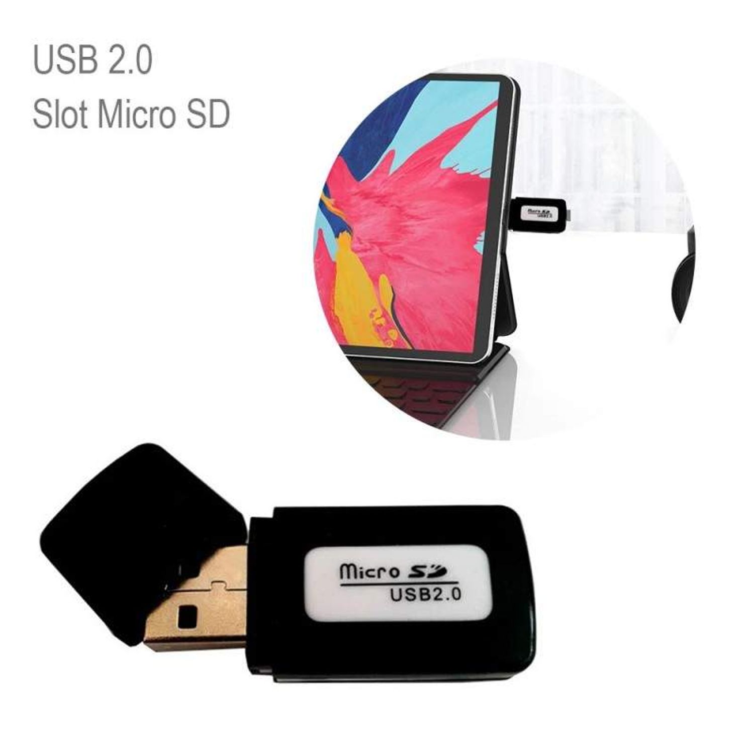 Card Reader SIKS, Micro SD Card, Cititor De Carduri USB 2.0, Negru fotografia produsului View 5 L