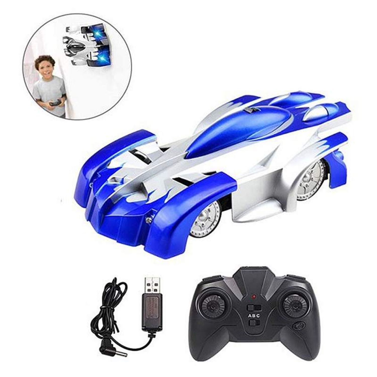 Masinuta Antigravitationala SIKS, Jucarie Inteligenta, Masina Care Urca Pe Pereti Si Tavan, Gri/ Albastru fotografia produsului View 4 L