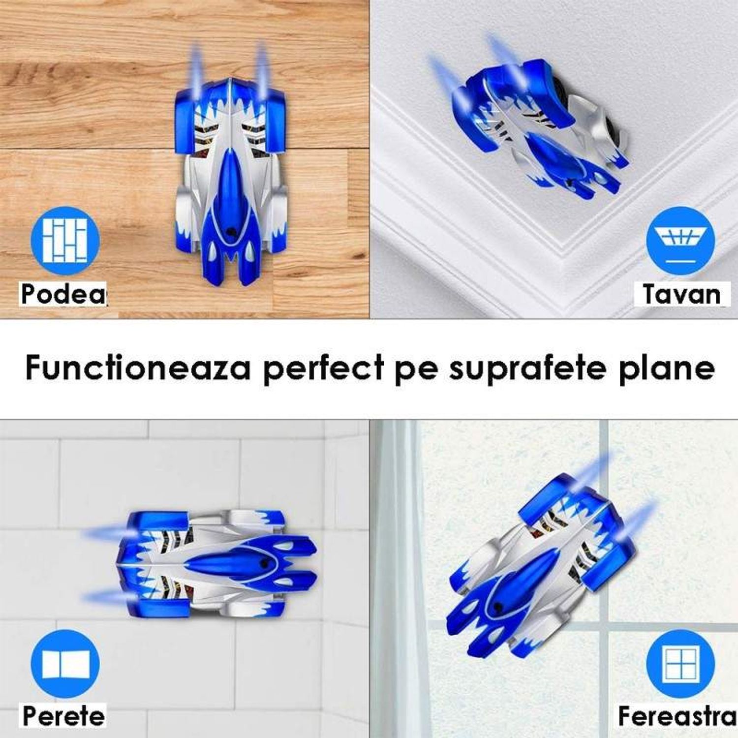 Masinuta Antigravitationala SIKS, Jucarie Inteligenta, Masina Care Urca Pe Pereti Si Tavan, Gri/ Albastru fotografia produsului View 6 L