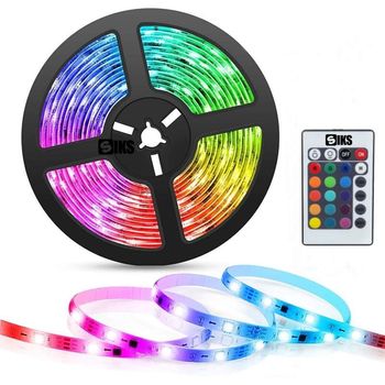 Kit Banda Led RGB SIKS® Lumina Ambientala, 5 Metri, Telecomanda, IP65, Multicolor