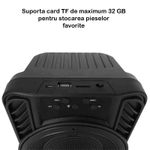 Boxa Bluetooth 4&Prime; LED RGB SIKS, GTS-1547, Negru fotografia produsului View 3 S