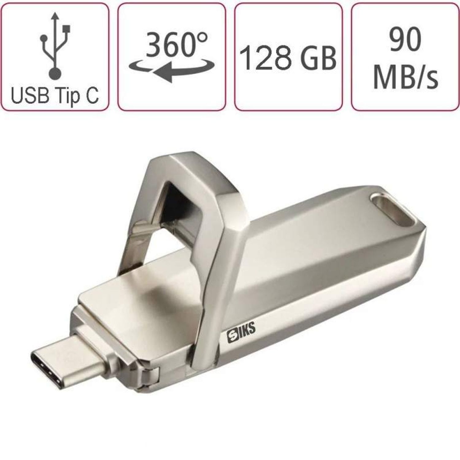 Stick Uni-C Deluxe SIKS, USB Flash Drive, 128 GB, USB Type-C 3.2 Gen 1 fotografia produsului View 5 L