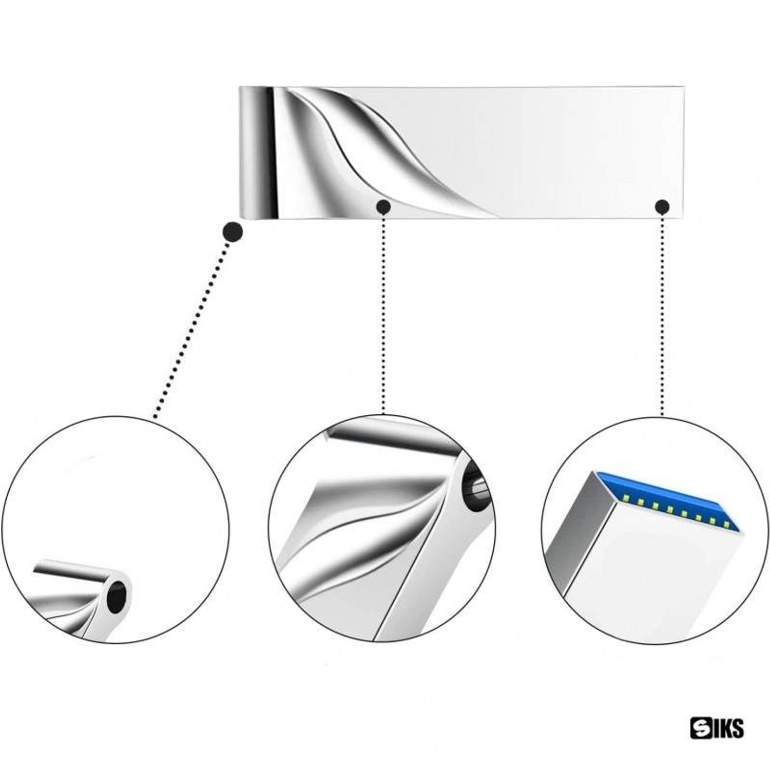 Stick USB SIKS, Inox, Memorie 16GB, USB 3.1, Silver fotografia produsului View 2 L