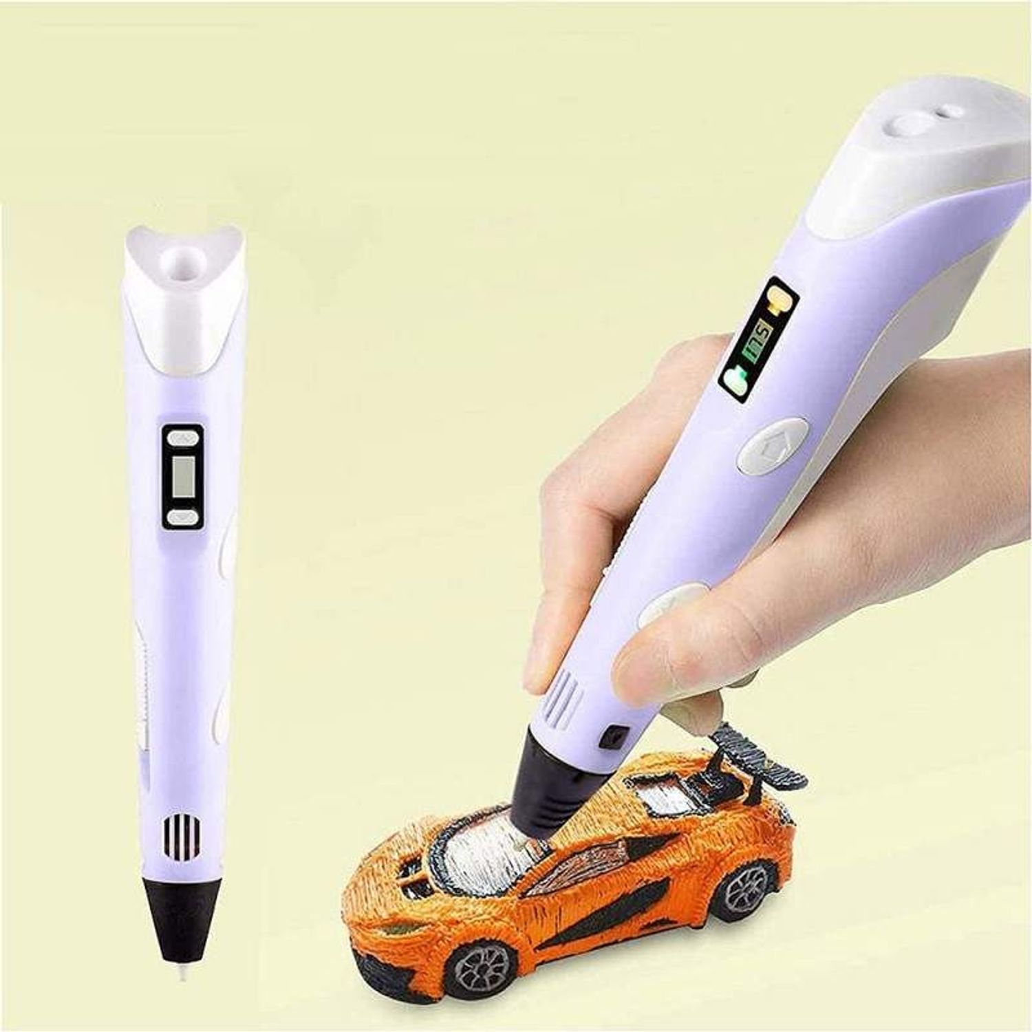 Creion Pentru Desenat In Spatiu 3D SIKS, Mov, Pentru Incepatori, Cu Afisaj Si Filamente Multicolore, 9m ( 3 x 3m ) fotografia produsului View 5 L