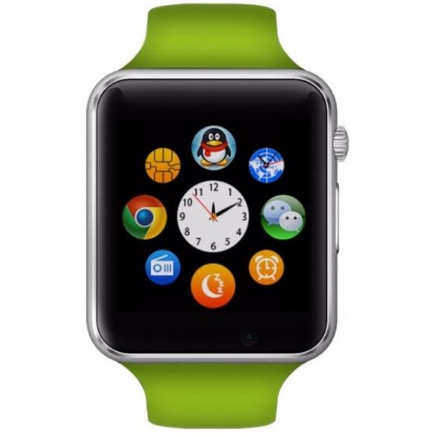 Smartwatch iUni A100i 1294, BT, LCD Capacitive touchscreen 1.54 Inch, Camera, Bratara Silicon, Functie telefon (Verde) fotografia produsului View 3 L