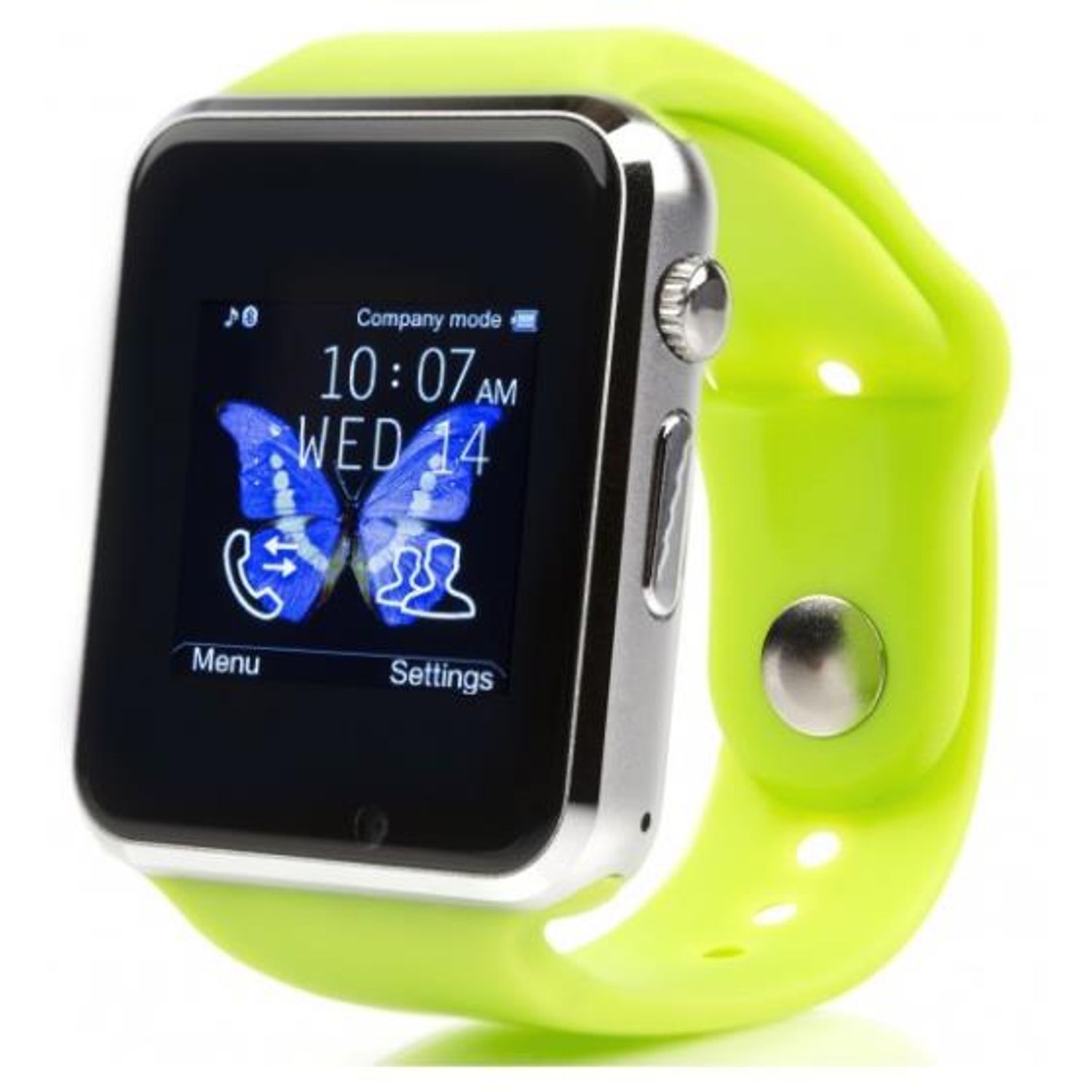 Smartwatch iUni A100i 1294, BT, LCD Capacitive touchscreen 1.54 Inch, Camera, Bratara Silicon, Functie telefon (Verde) fotografia produsului