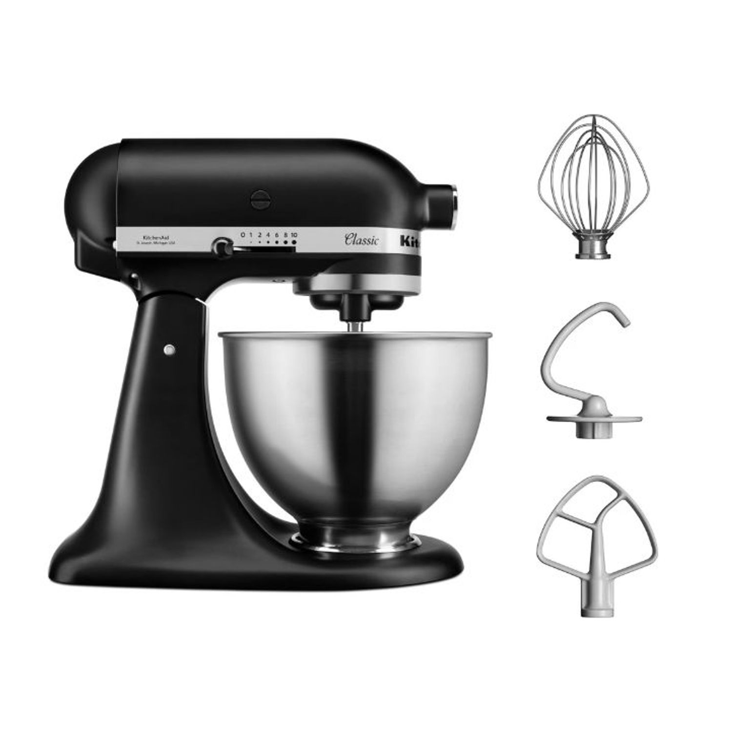 Robot de bucatarie cu bol KitchenAid 5K45SSEBM, 4.3 L, Classic (Negru) fotografia produsului