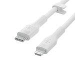 Cablu de incarcare Belkin, Boost Charge Flex, Silicon, USB-C la Lightning, 2M, Alb fotografia produsului View 3 S