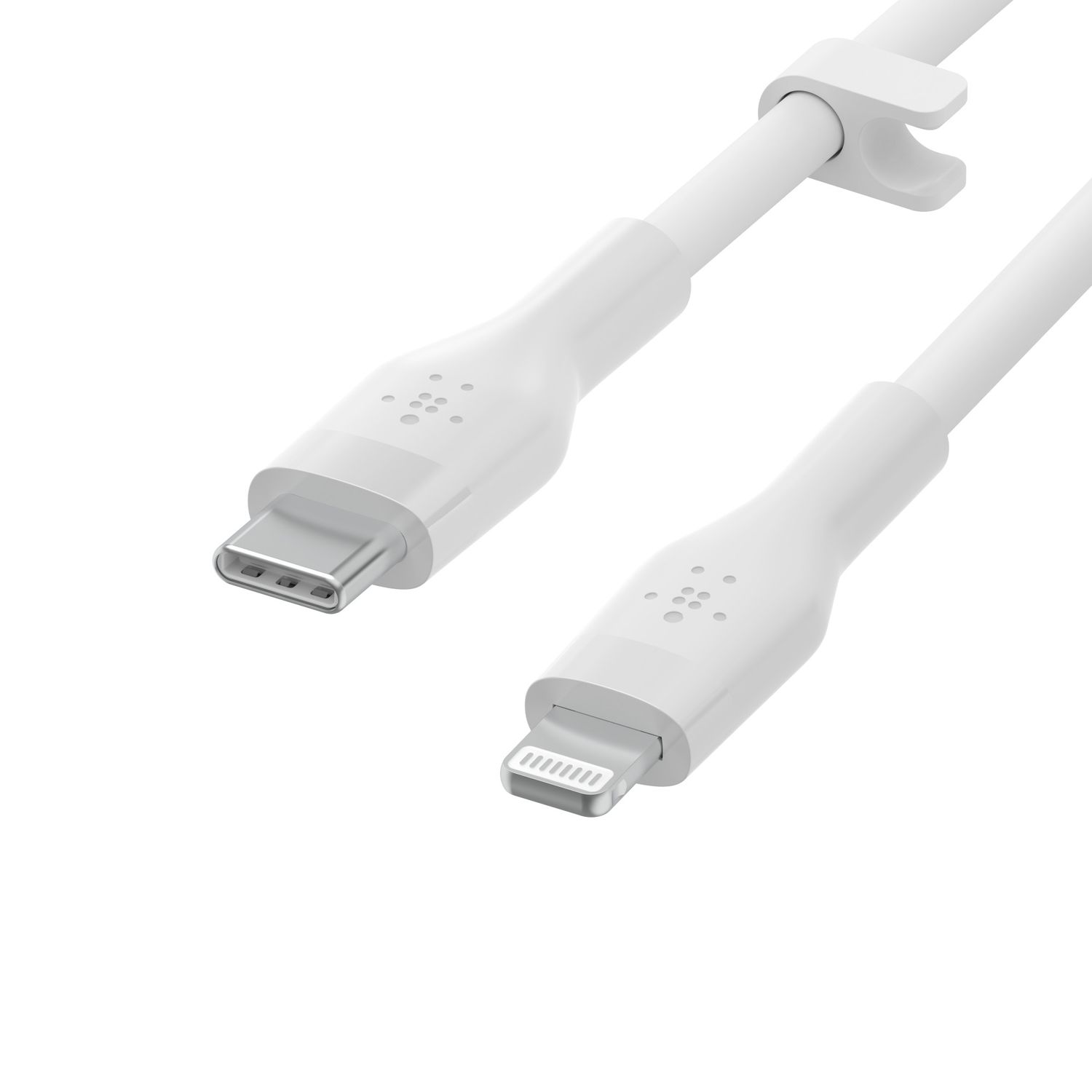 Cablu de incarcare Belkin, Boost Charge Flex, Silicon, USB-C la Lightning, 2M, Alb fotografia produsului View 3 L
