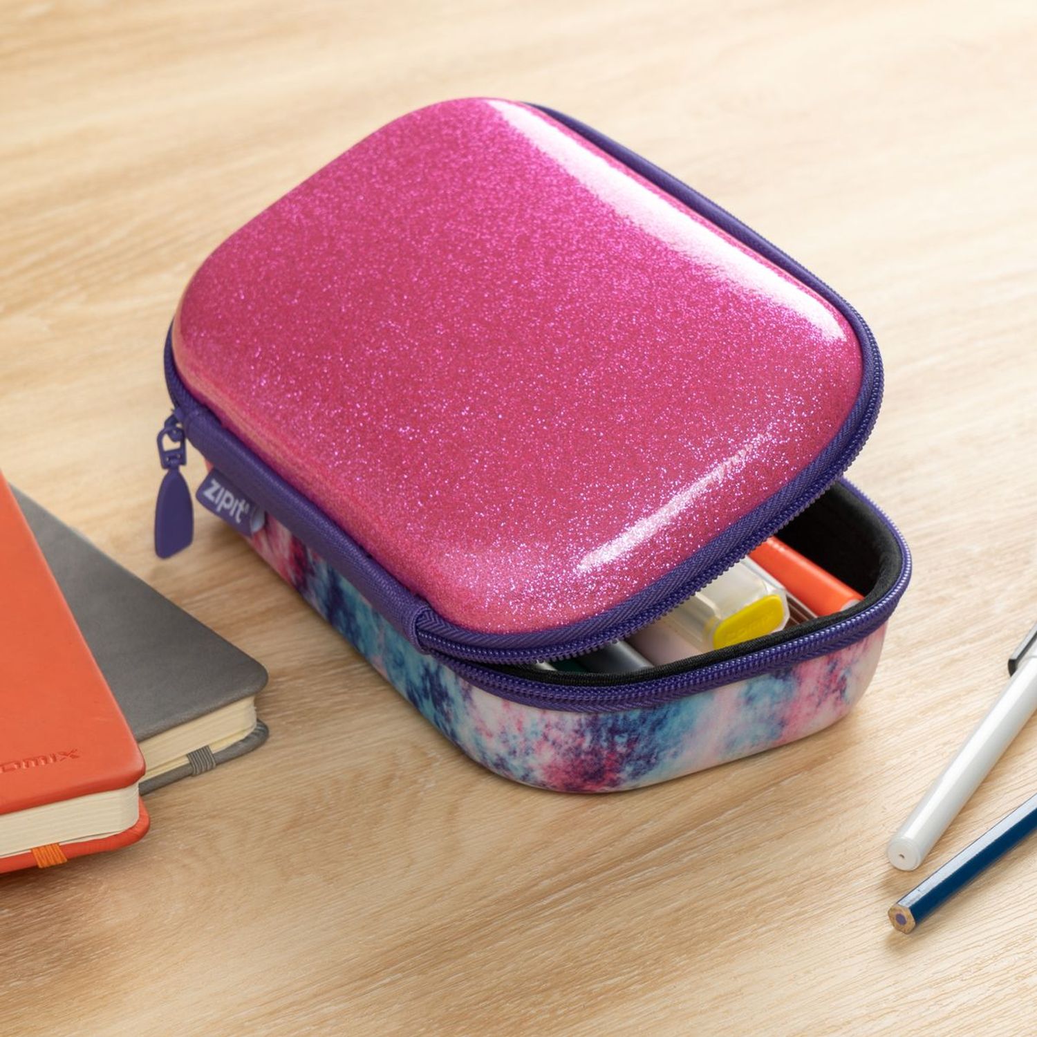 Penar cu fermoar, Zipit Glitter Storage box, Roz fotografia produsului View 4 L