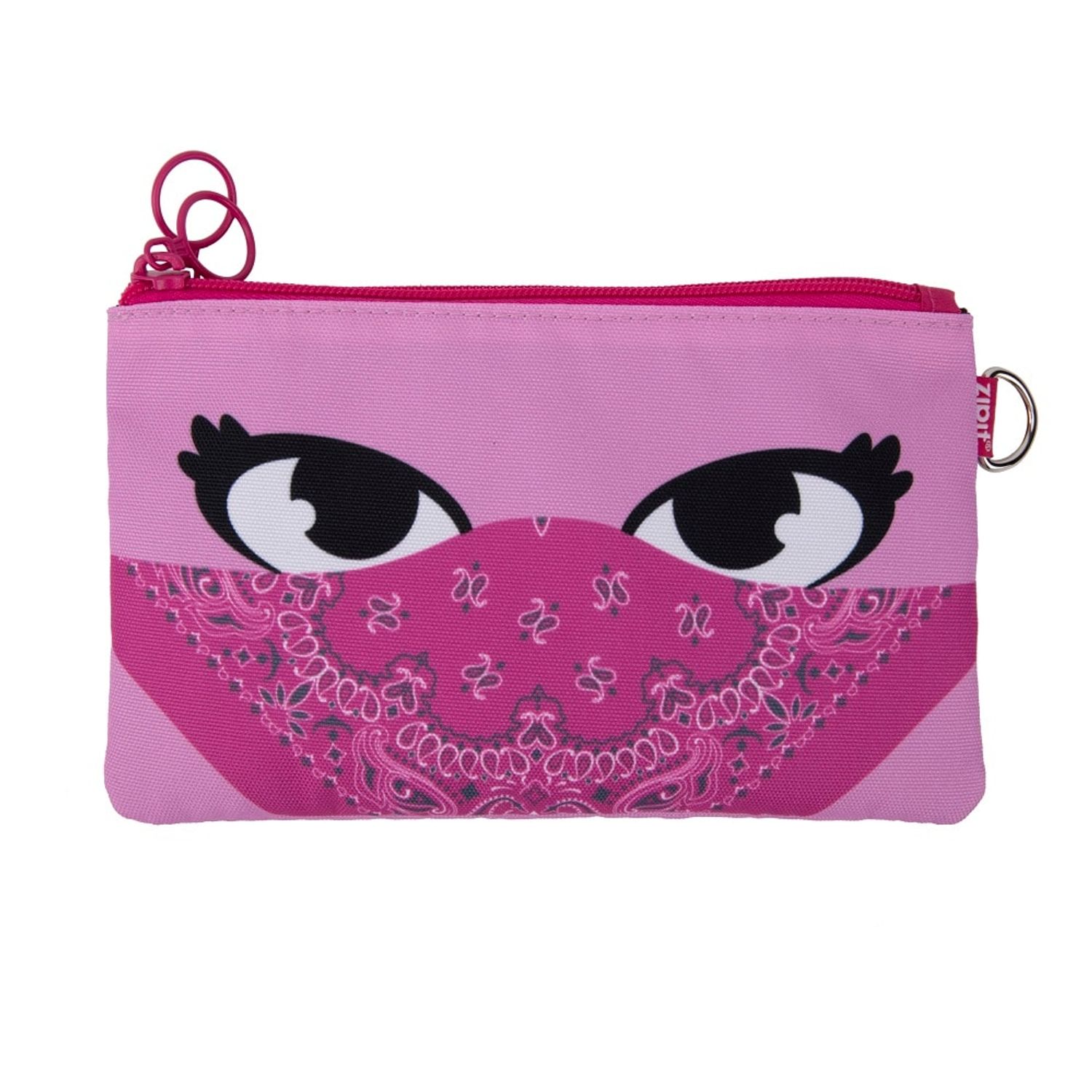 Penar dublu cu fermoar si masca material textil, ZIPIT Face-It Bandit - Roz fotografia produsului