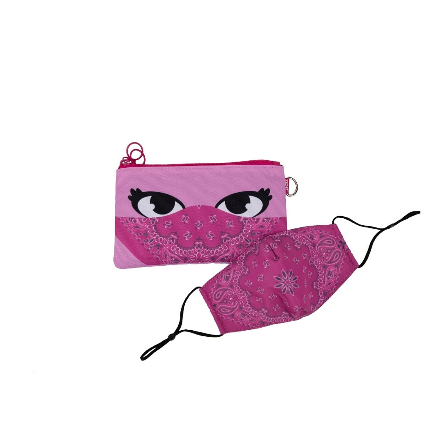 Penar dublu cu fermoar si masca material textil, ZIPIT Face-It Bandit - Roz fotografia produsului View 5 L