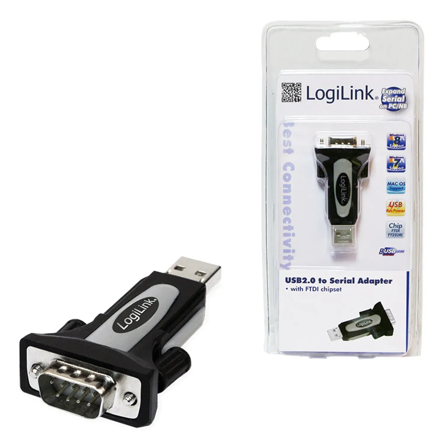 Adaptor LogiLink AU0034, USB 2.0 -Serial RS232 fotografia produsului View 2 L