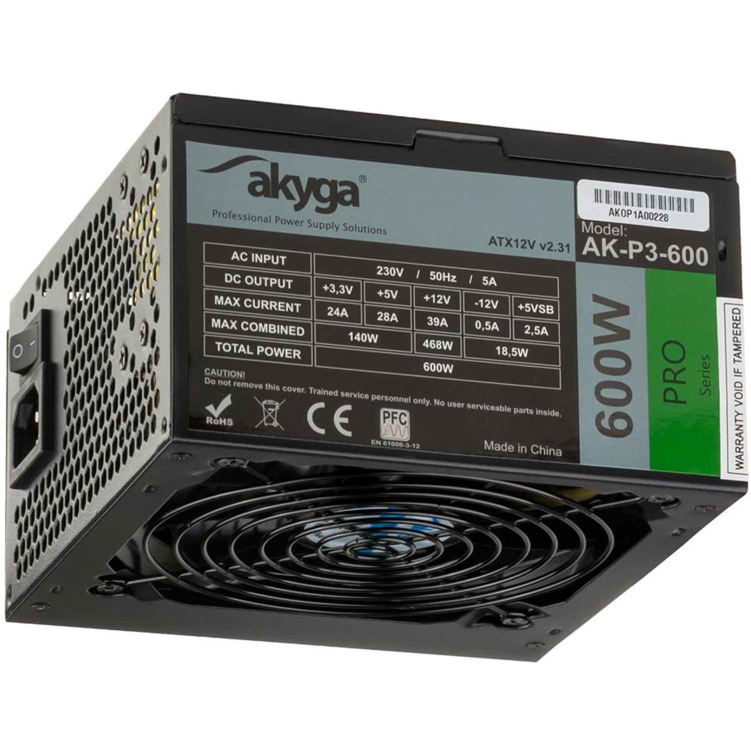 Sursa Akyga Pro AK-P3-600, ATX, 600W fotografia produsului