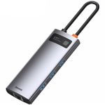 HUB USB Baseus Metal Gleam 6 in 1, conectare PC USB Type-C (Gri) fotografia produsului