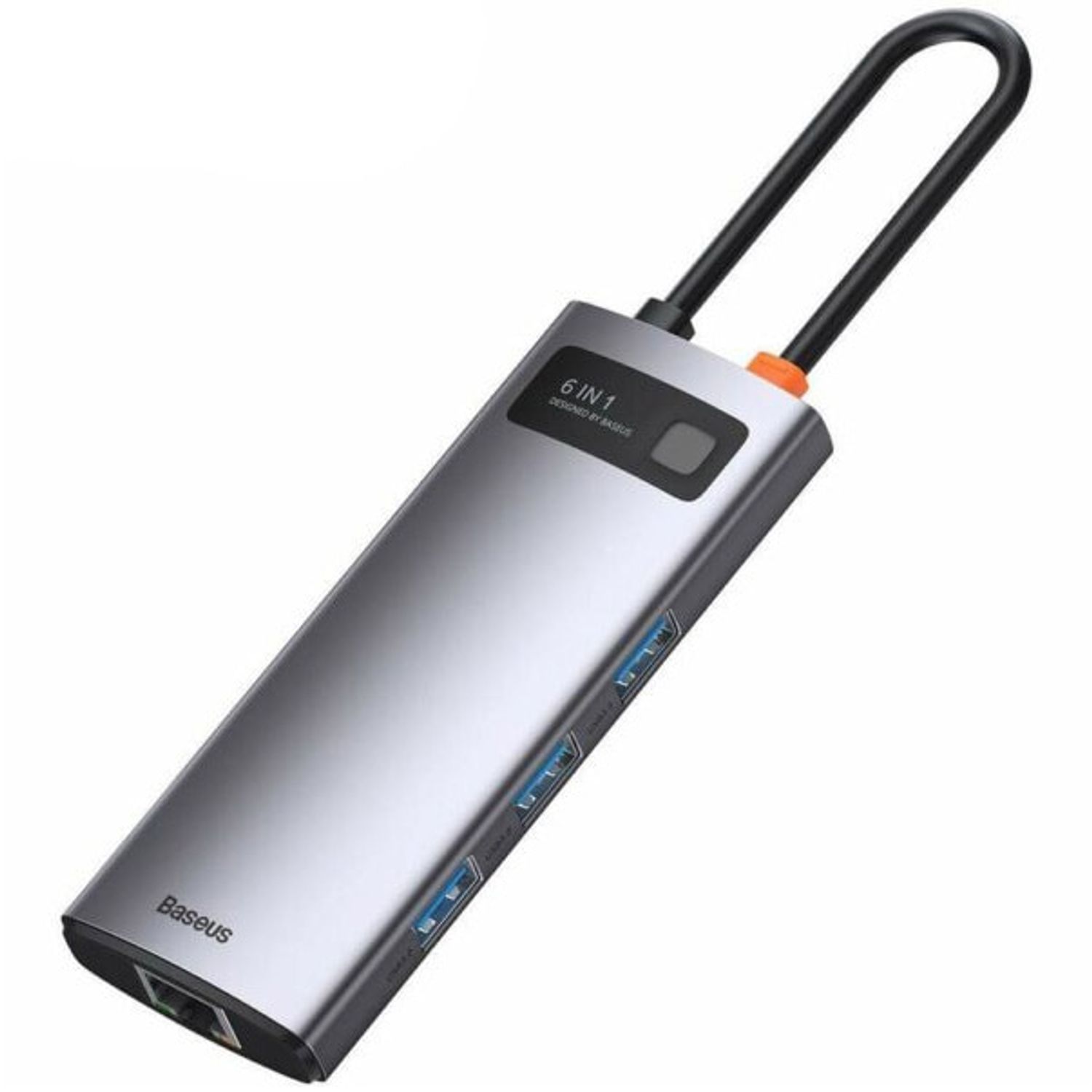 HUB USB Baseus Metal Gleam 6 in 1, conectare PC USB Type-C (Gri) fotografia produsului