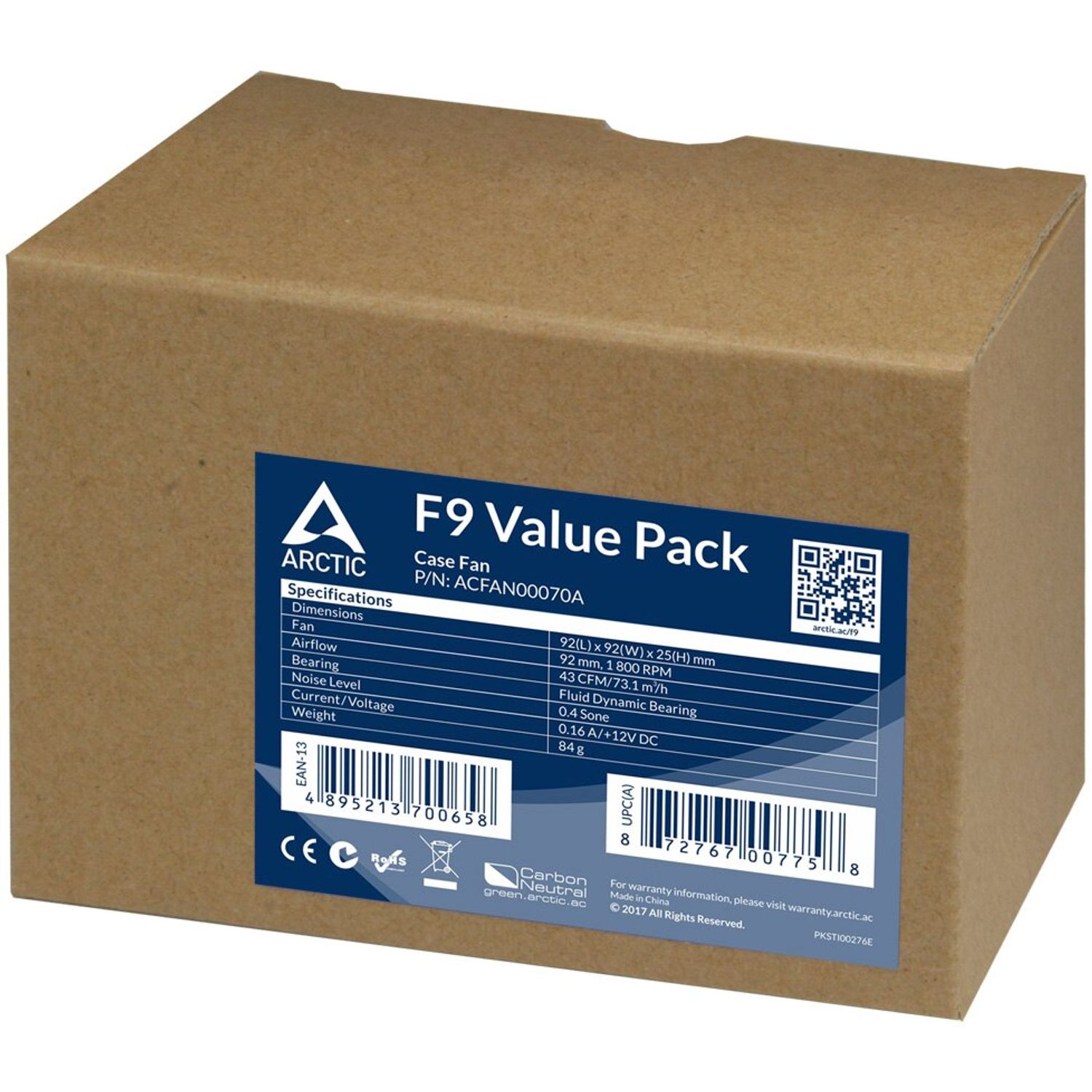 Ventilator ARCTIC F9 Value Pack Black, 92mm fotografia produsului View 2 L