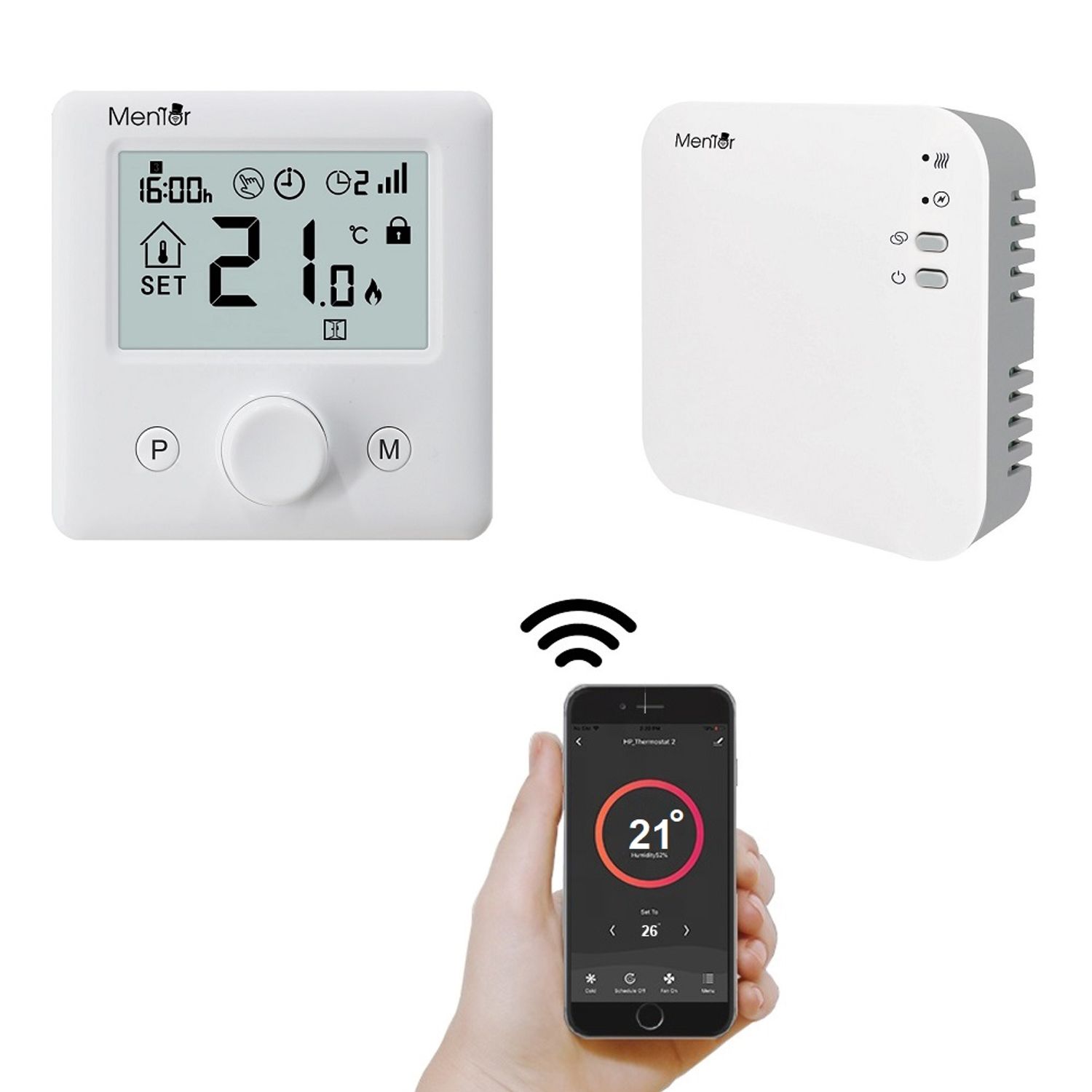 Termostat Smart wireless Mentor TSW005 WiFi LCD Premium fotografia produsului