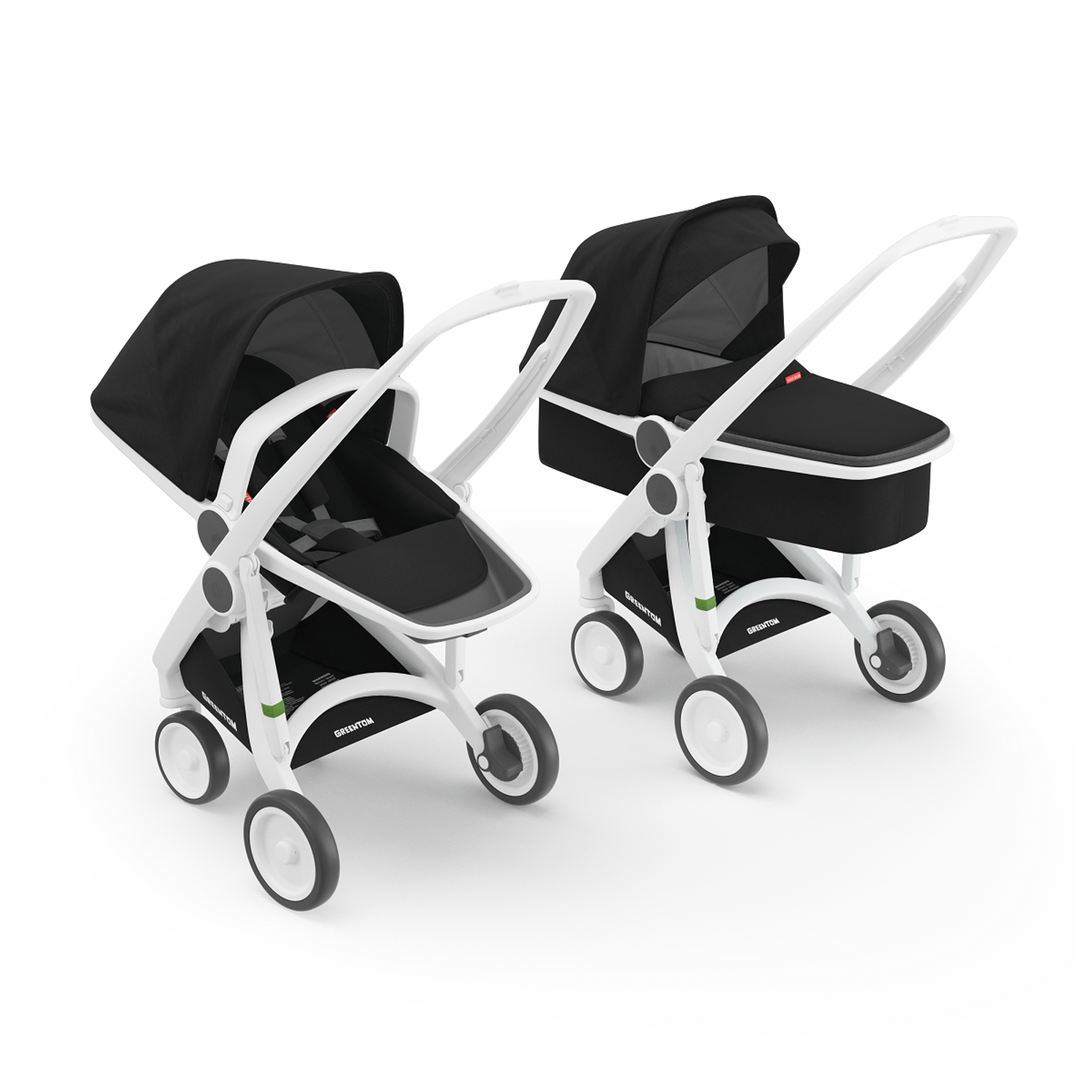 Carucior 2 In 1, Greentom, 100% Ecologic, White Black fotografia produsului