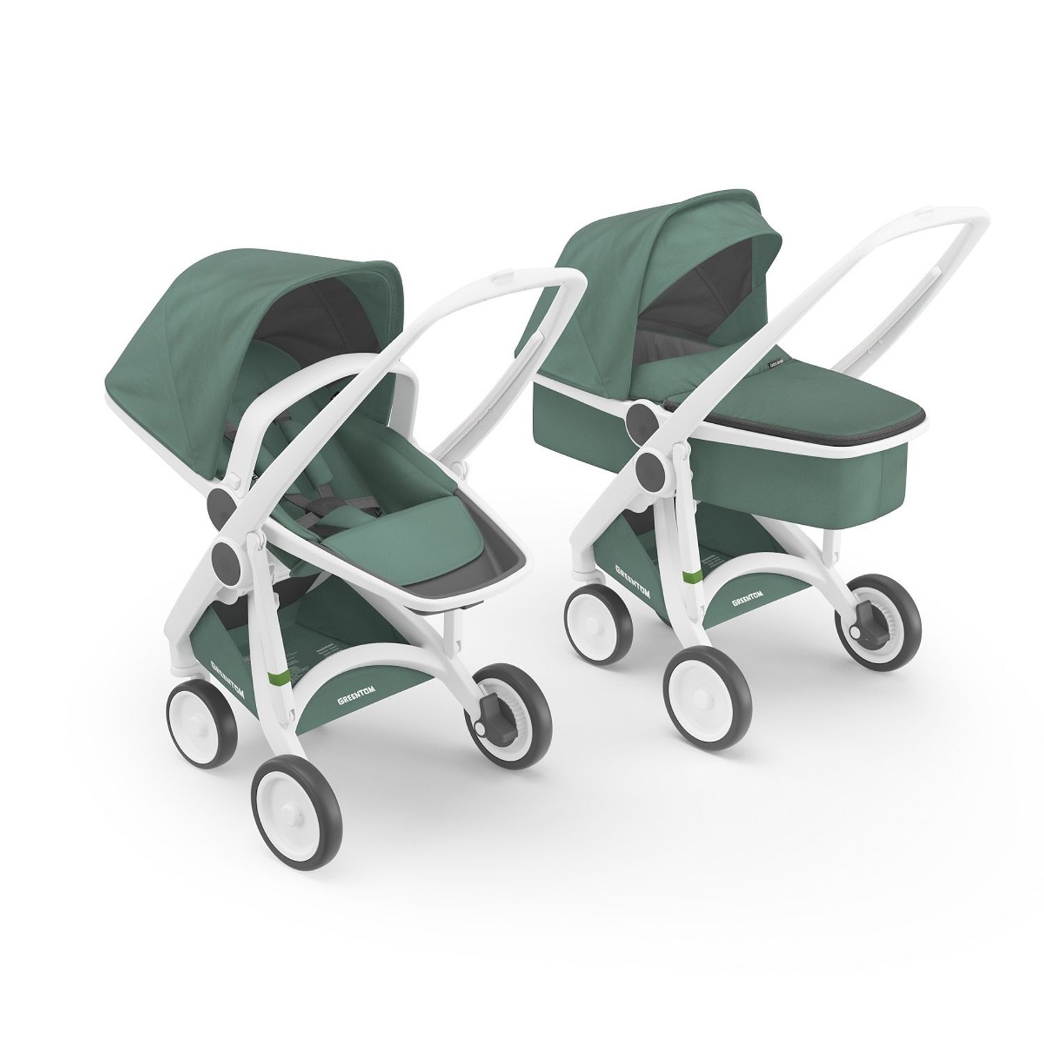 Carucior 2 In 1, Greentom, 100% Ecologic, White Sage fotografia produsului
