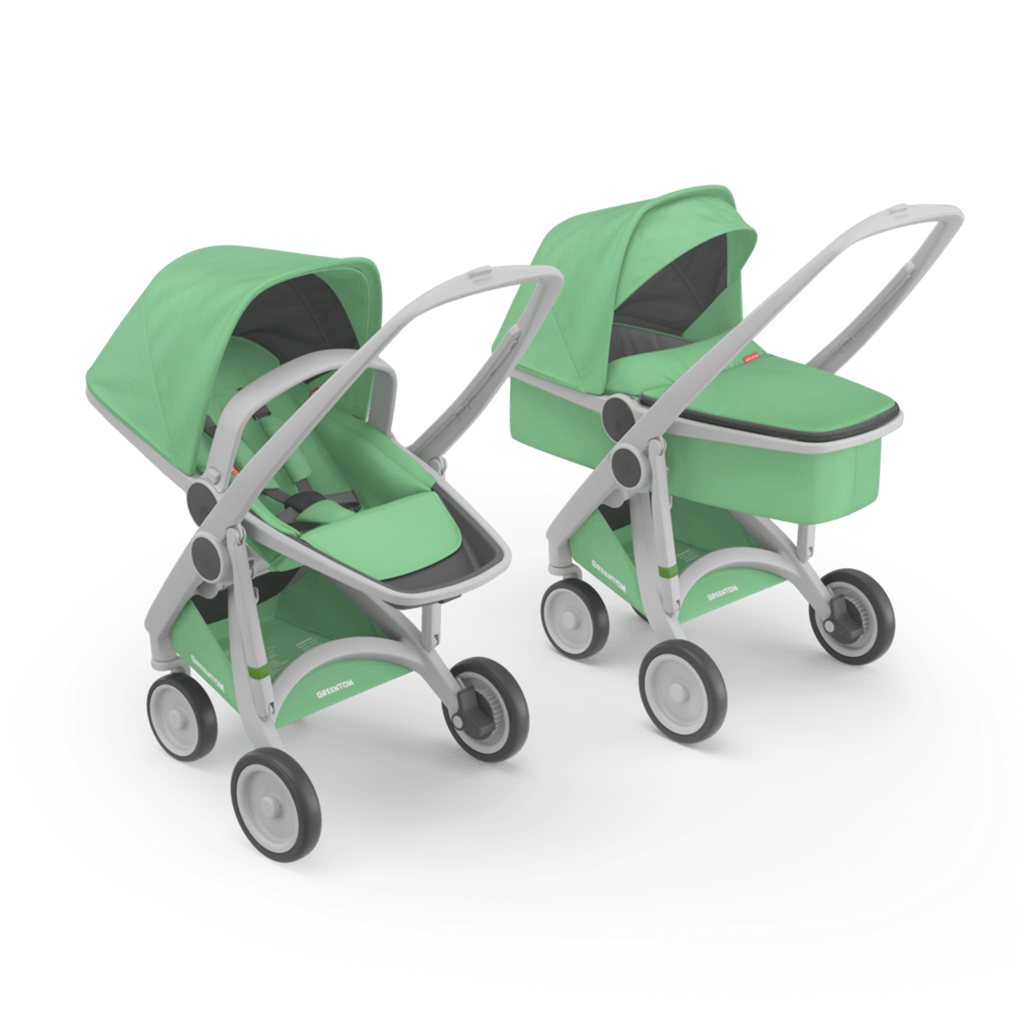Carucior 2 In 1, Greentom, 100% Ecologic, Grey Mint fotografia produsului