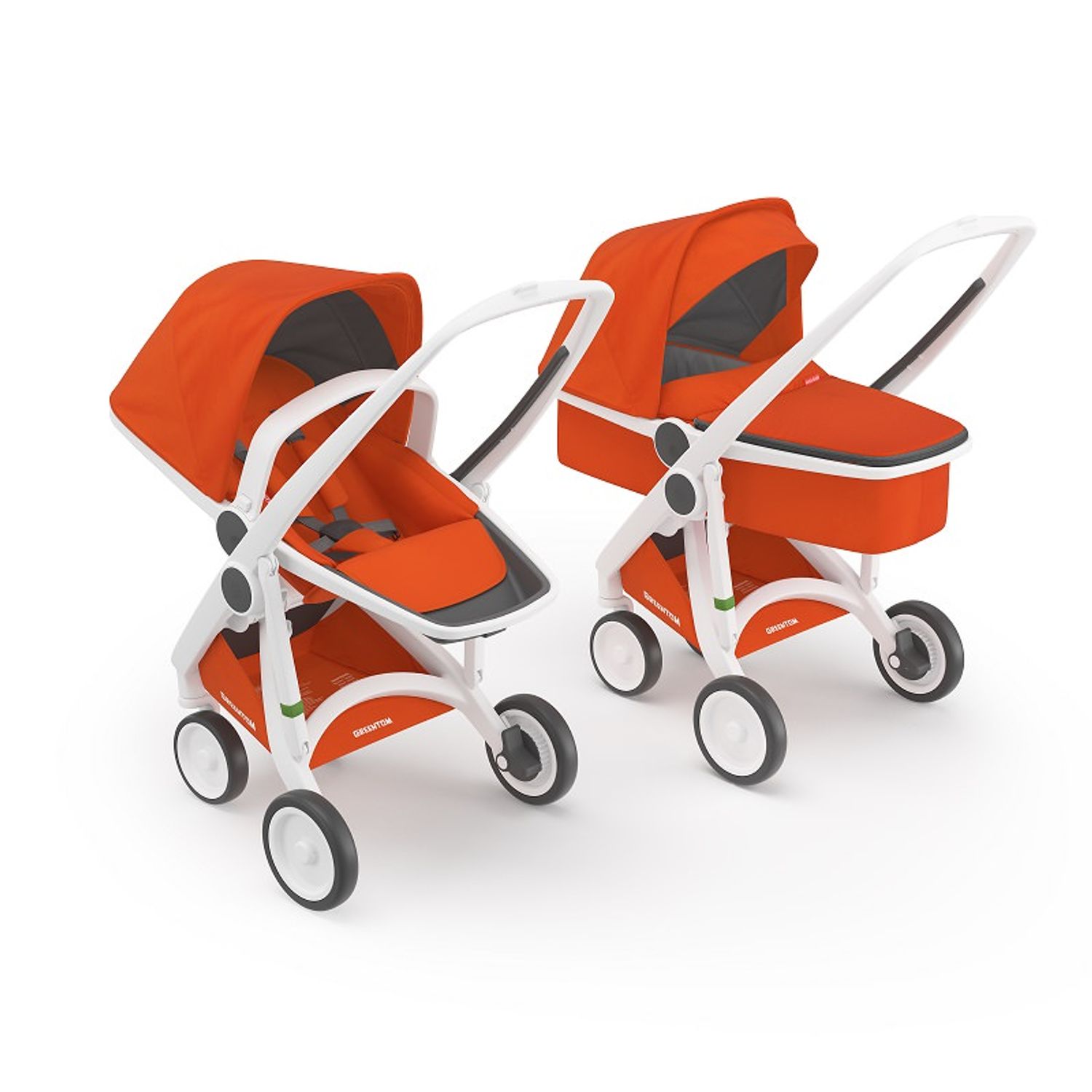 Carucior 2 In 1, Greentom, 100% Ecologic, White Orange fotografia produsului
