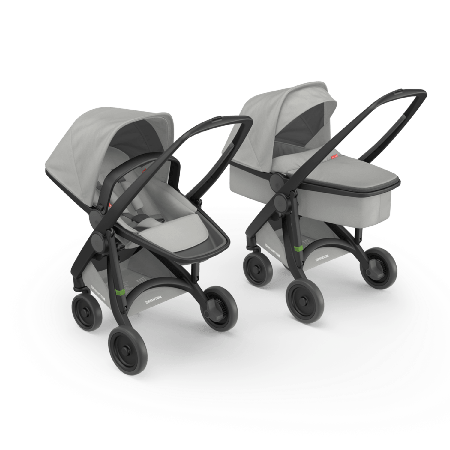 Carucior 2 In 1, Greentom, 100% Ecologic, Black Grey fotografia produsului