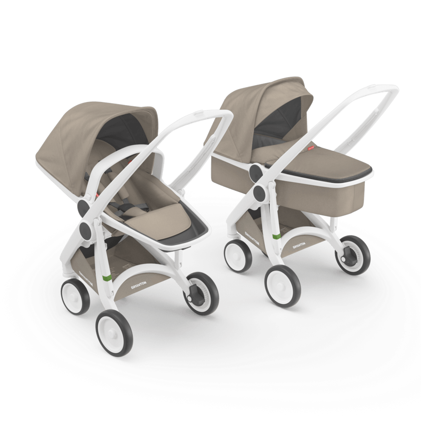 Carucior 2 In 1, Greentom, 100% Ecologic, White Sand fotografia produsului