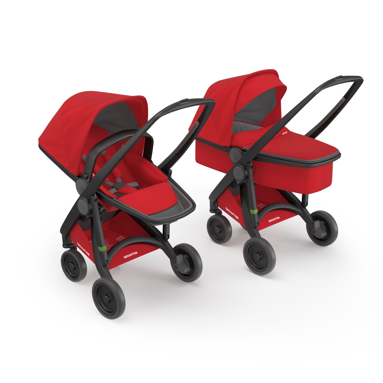 Carucior 2 In 1, Greentom, 100% Ecologic, Black Red fotografia produsului