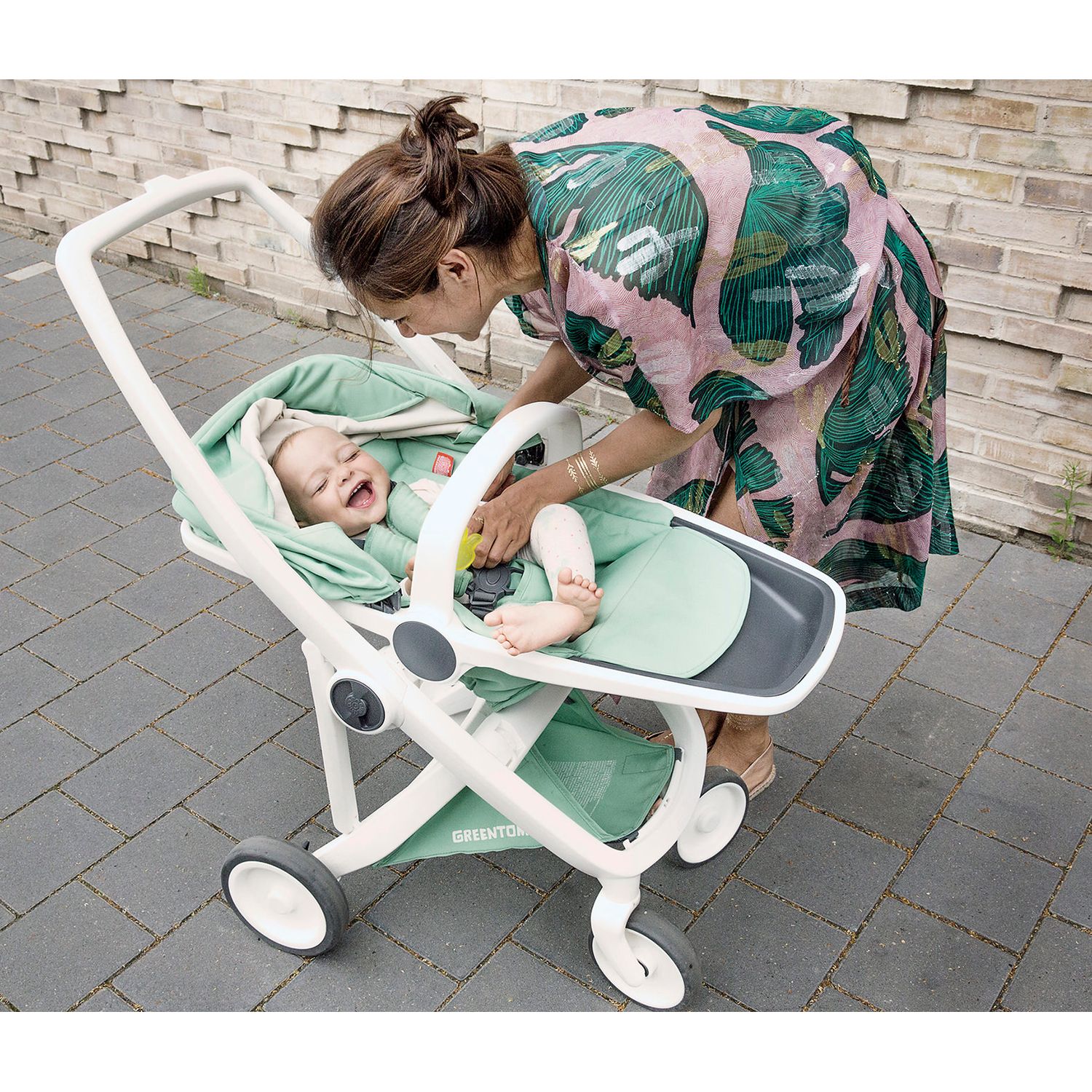 Carucior, Greentom, Reversible, 100% Ecologic, White Olive fotografia produsului View 3 L