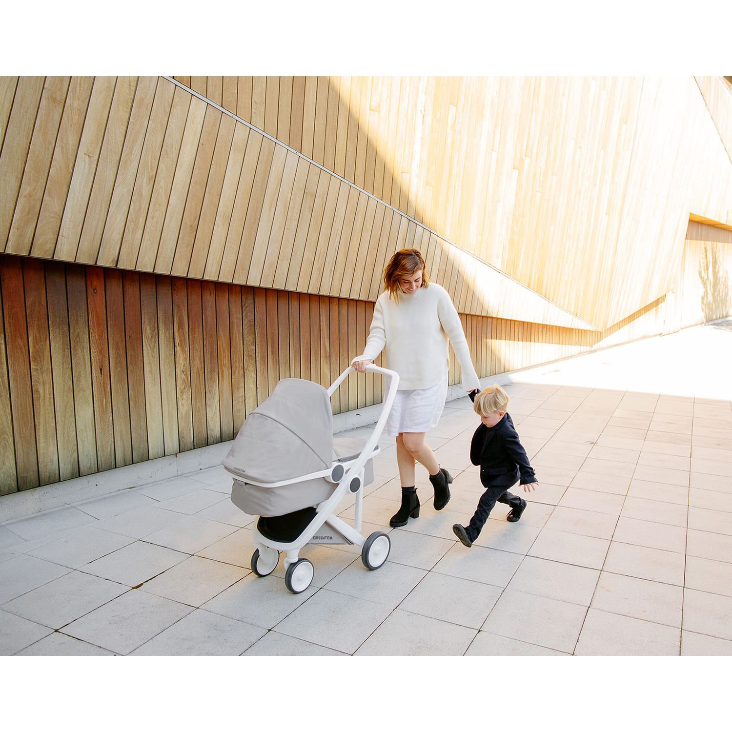 Carucior 2 in 1, Greentom, 100% Ecologic, White Olive fotografia produsului View 4 L