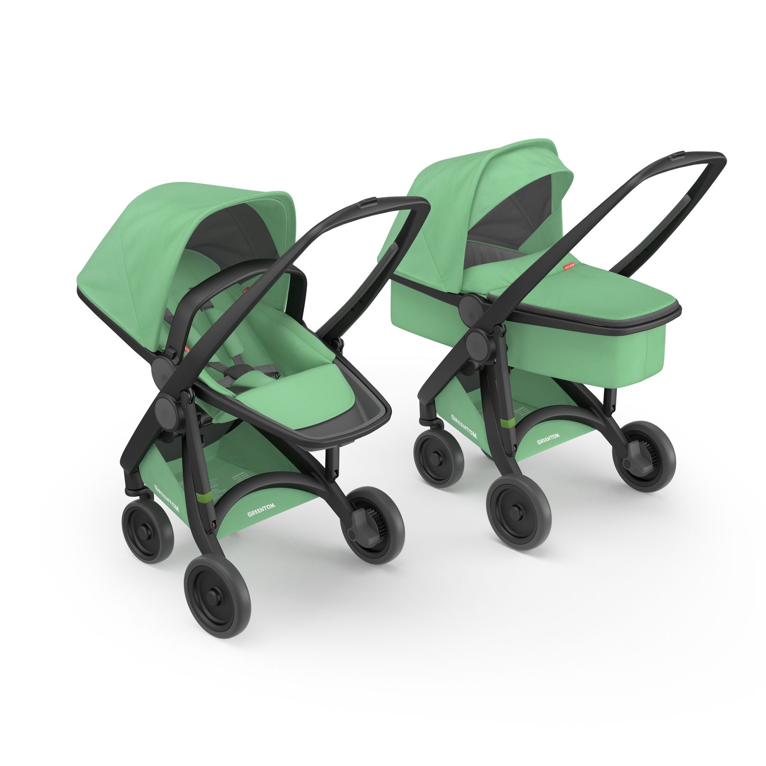 Carucior 2 in 1, Greentom, 100% Ecologic, Black Mint fotografia produsului