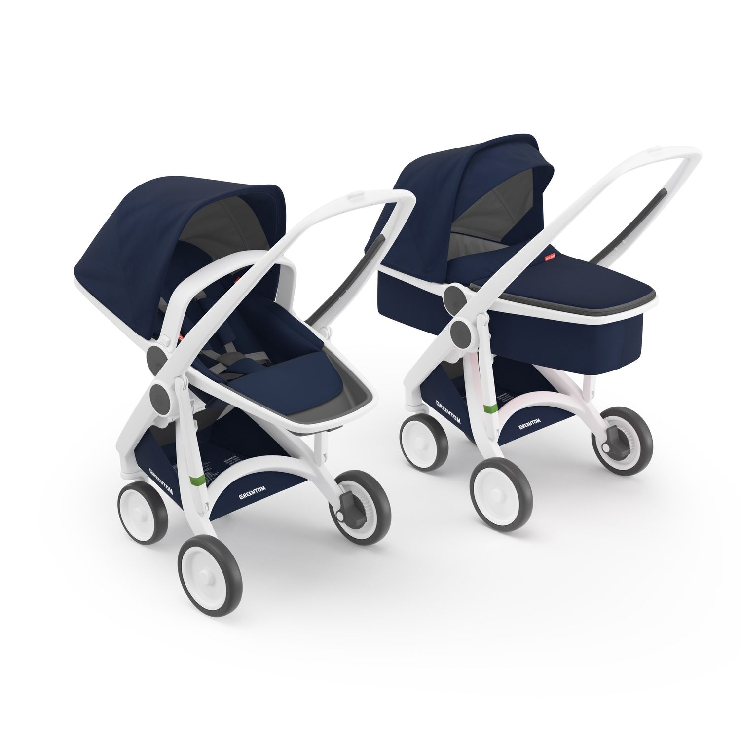 Carucior 2 in 1, Greentom, 100% Ecologic, White Blue fotografia produsului