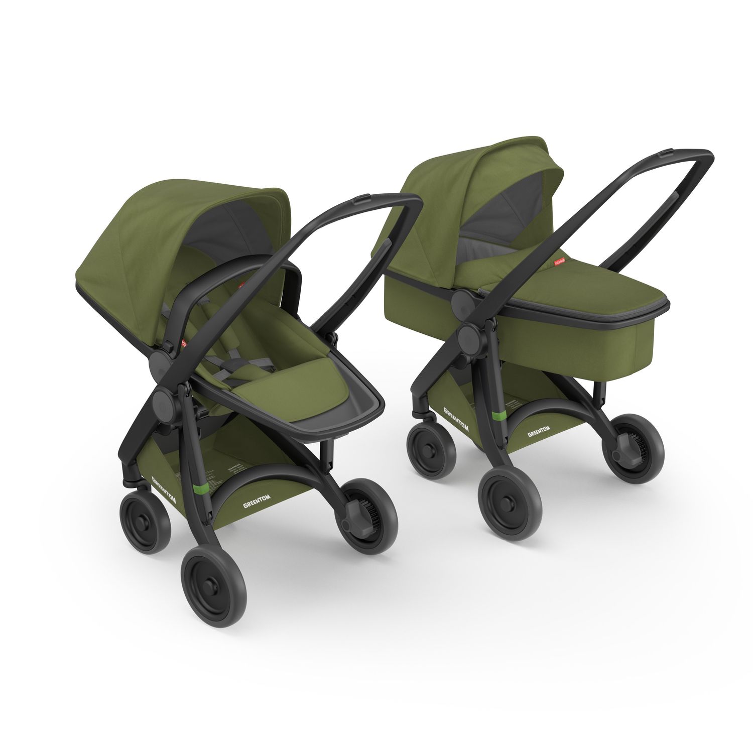Carucior 2 in 1, Greentom, 100% Ecologic, Black Olive fotografia produsului
