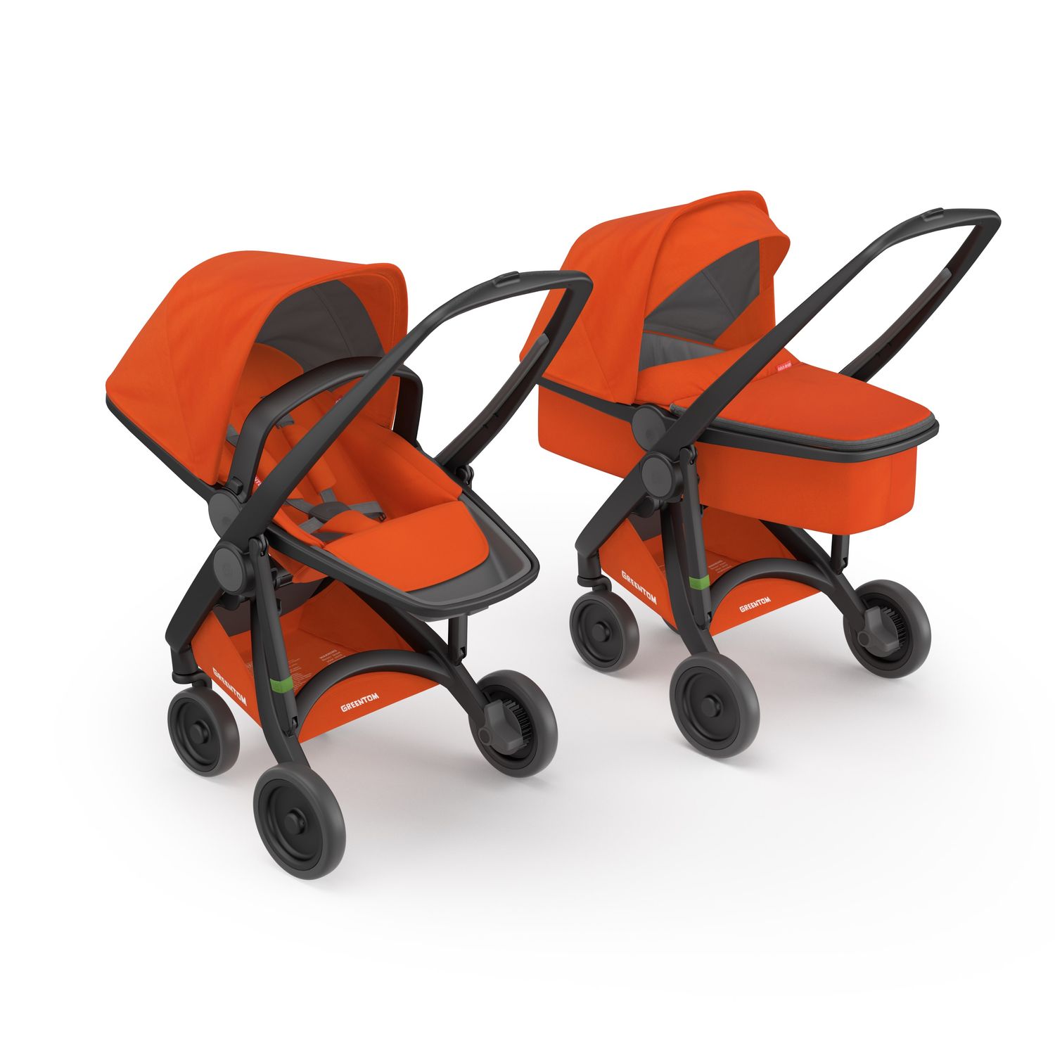 Carucior 2 in 1, Greentom, 100% Ecologic, Black Orange fotografia produsului