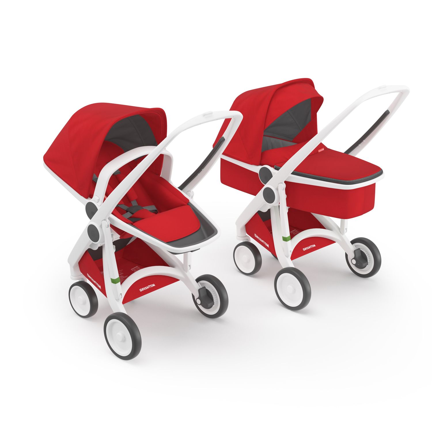 Carucior 2 in 1, Greentom, 100% Ecologic, White Red fotografia produsului