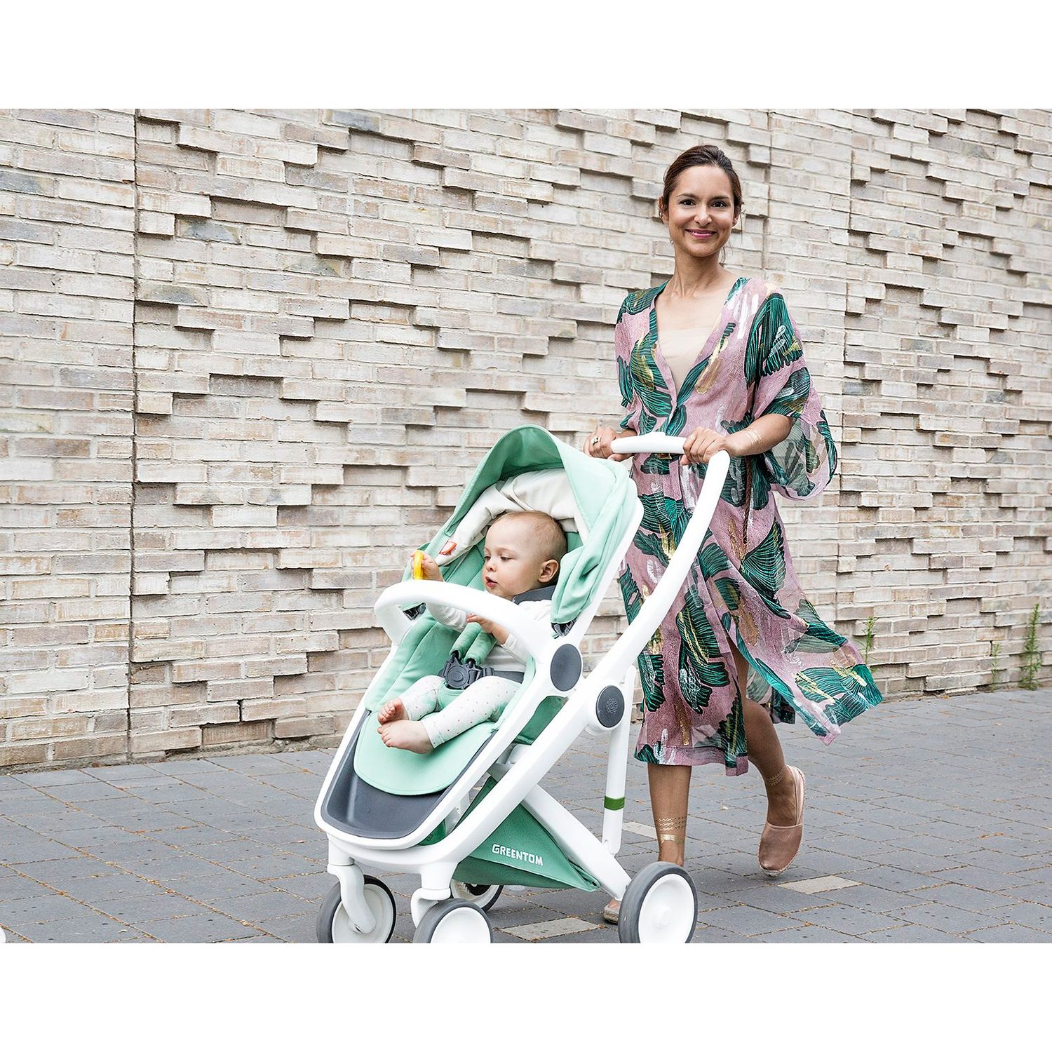 Carucior, Greentom, Reversible, 100% Ecologic, White Orange fotografia produsului View 2 L