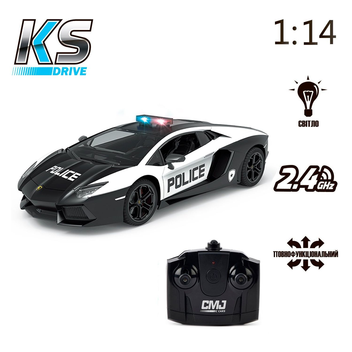 Masina cu telecomanda Lamborghini Aventador Police (1:14,2,4 G&Iacute;z) KS Drive fotografia produsului