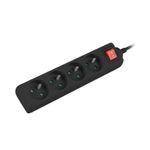 Prelungitor priza LANBERG, Cablu 1.5 m, 4 prize, Circuit cupru, Negru fotografia produsului