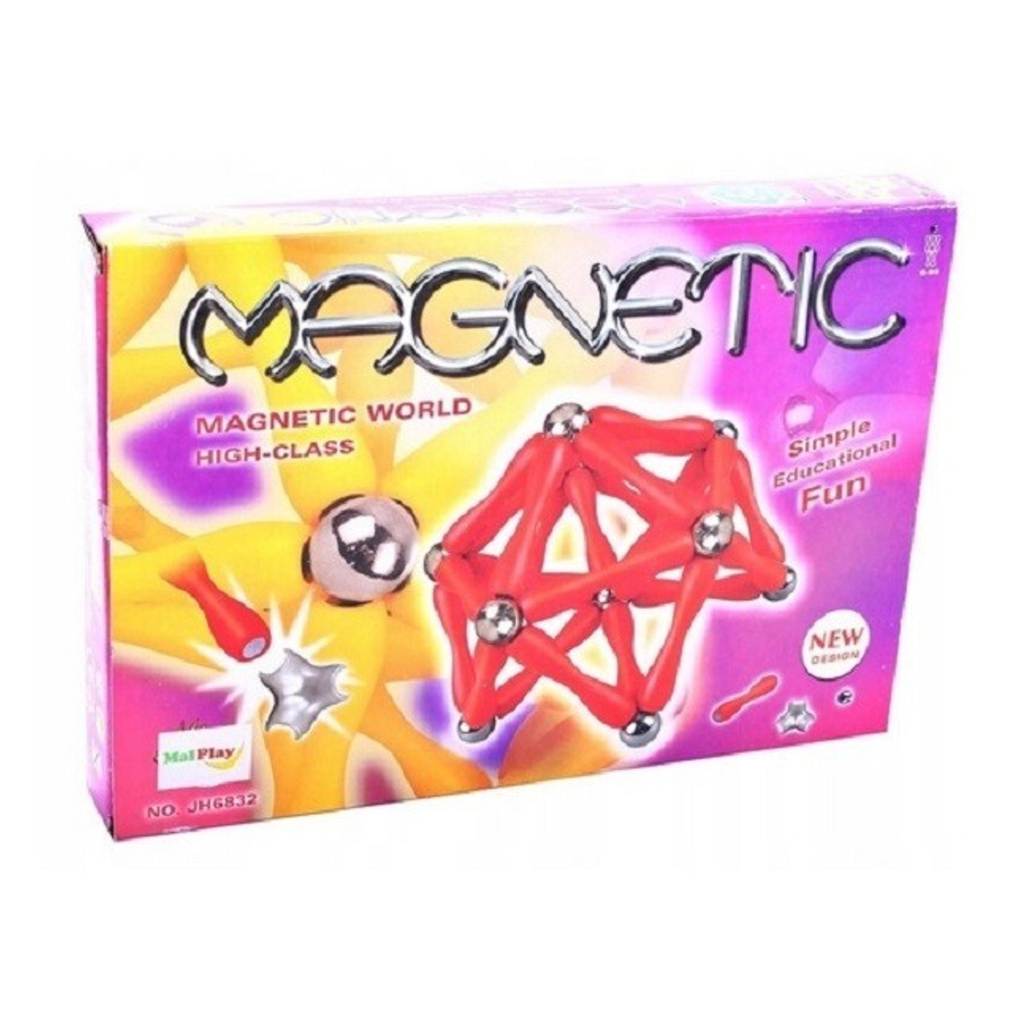 Set de constructie MalPlay Piese magnetice 84 elemente multicolore fotografia produsului